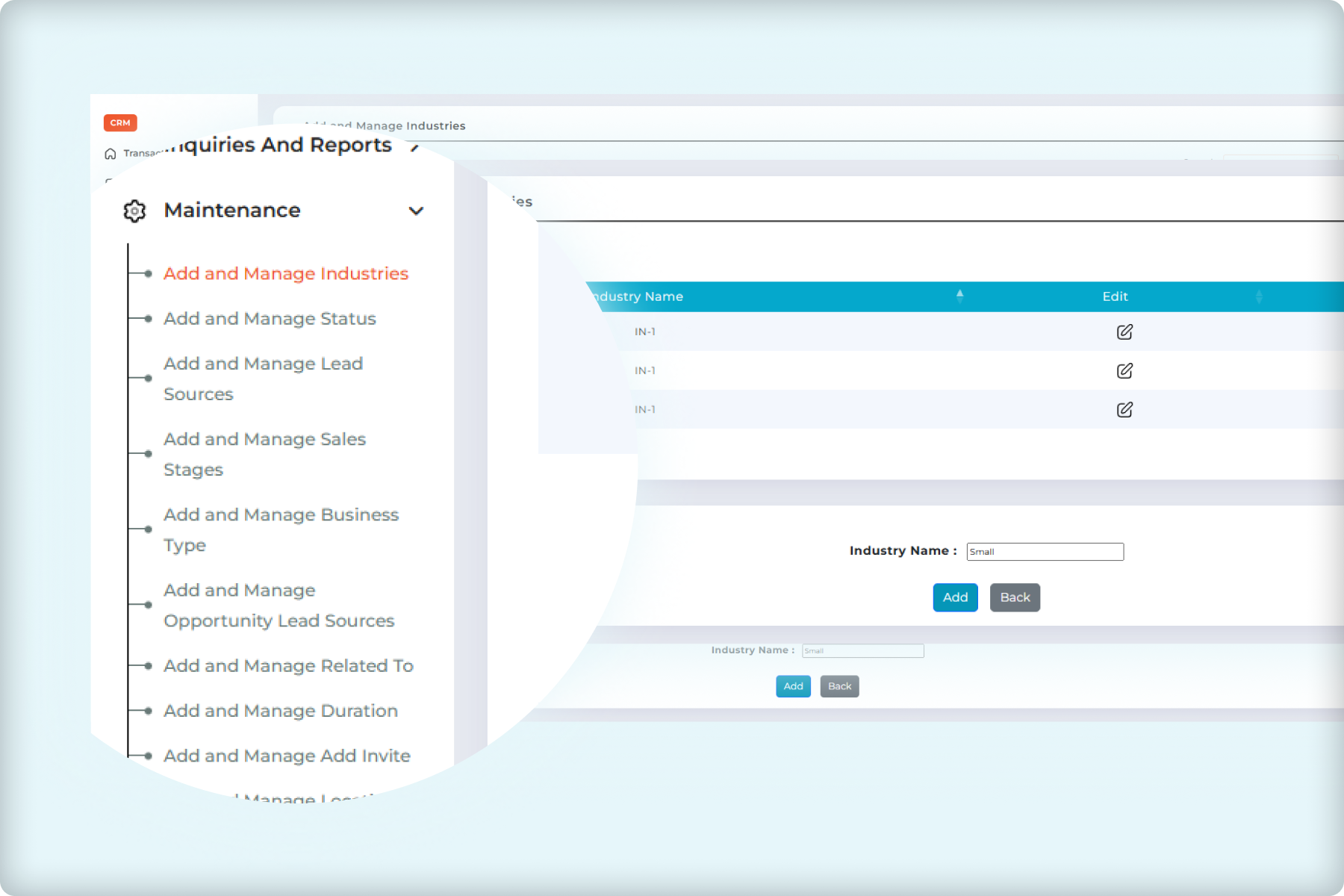 ERP CRM dashboard sales inventory