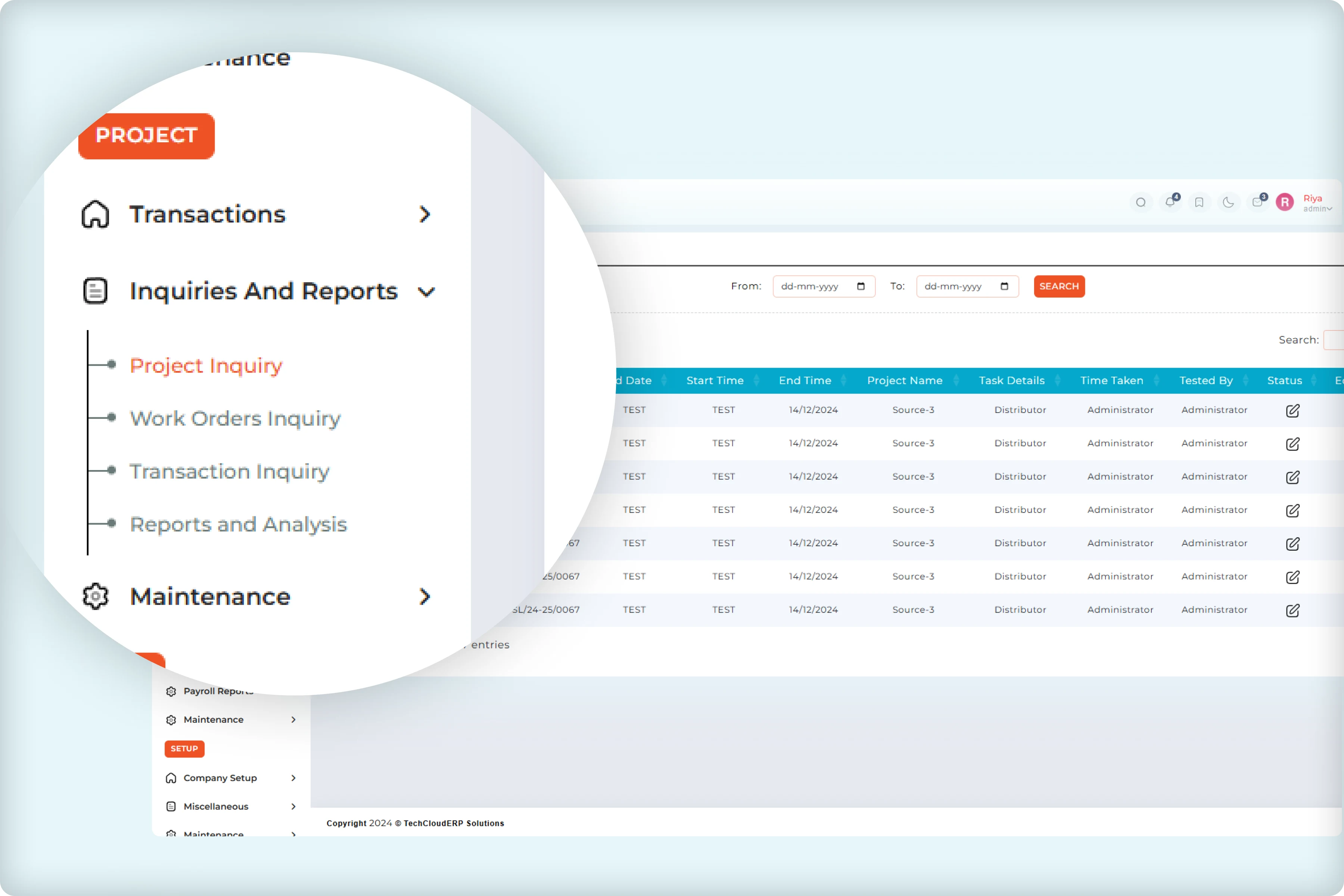 Project management inquiry progress