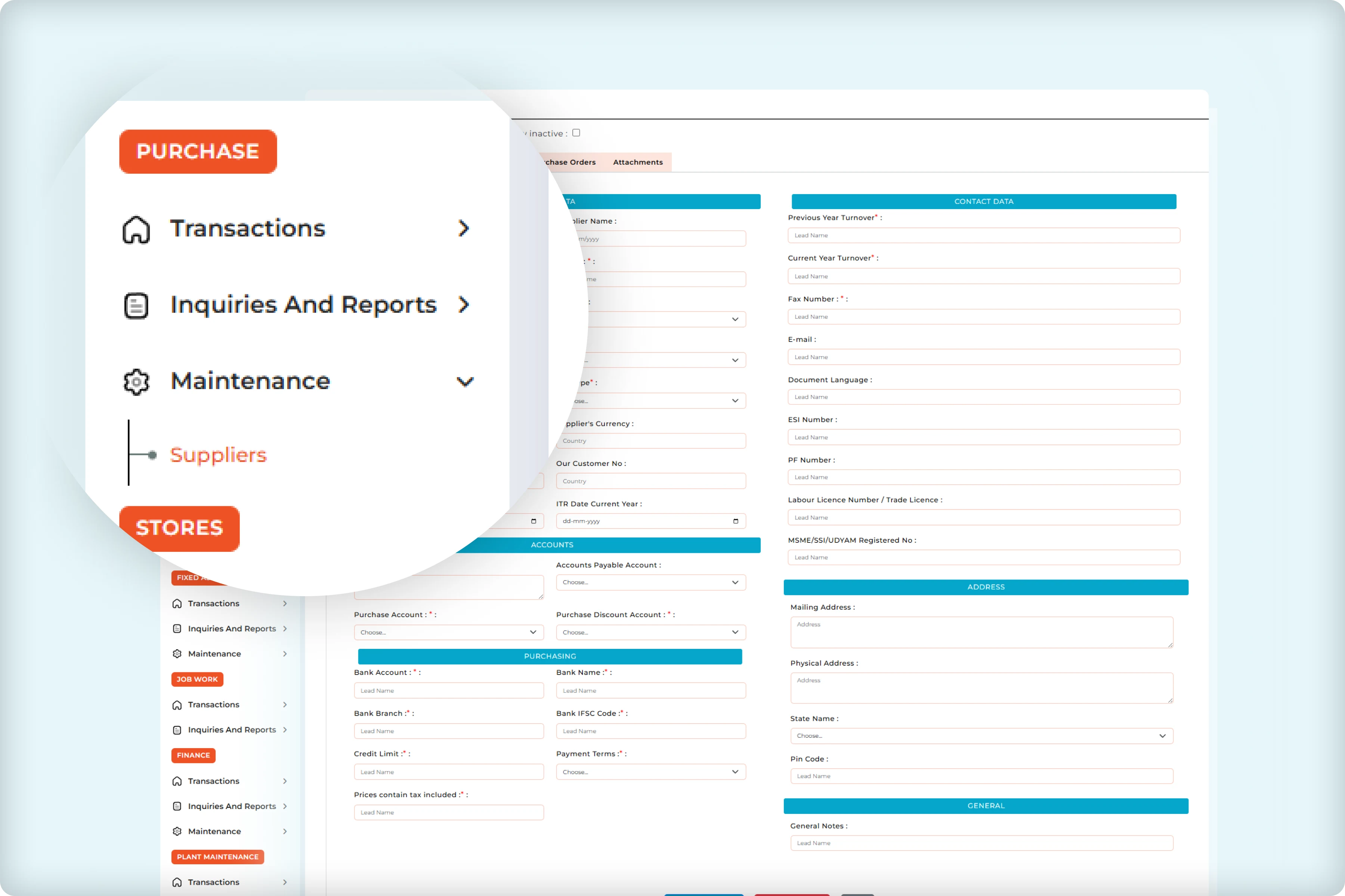 Vendor data purchase supplier management