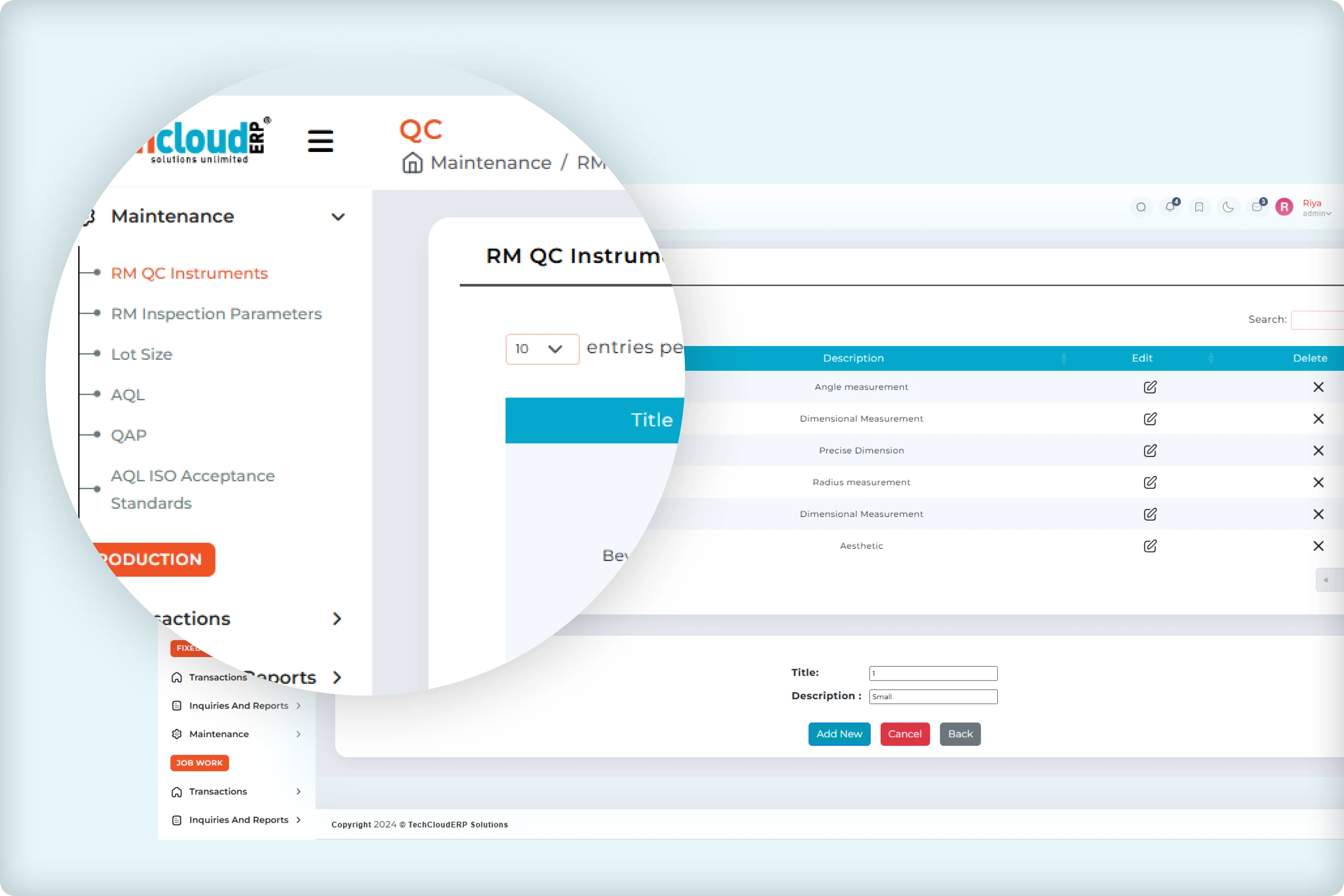 Quality tracking dashboard QC reports